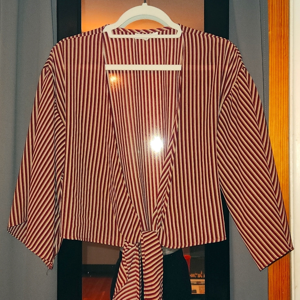 Striped tie front top